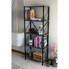 Dekozum 150 cm Dekoratif 5 Raflı Kitaplık Çok Amaçlı Raf Mutfak Rafı Metal Kitaplık