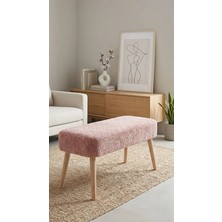 Dekozum Pufly Peluş Çok Amaçlı Dekoratif Puf Koltuk Dekoratif Puf Gülkurusu 30X60 cm Oval Puf