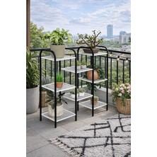 Dekozum Metal Çiçeklik ve Saksı Standı Raflı Bitki Rafı, Bahçe ve Balkon Için Modern Saksılık Dolap