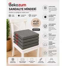 Dekozum Comfort Plus Sandalye Koltuk Minderi 40X40 Bağcıklı Fermuarlı Yıkanabilir Balkon Bahçe Minderi 4 Lü