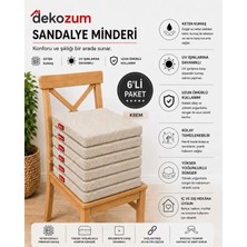 Dekozum Comfort Plus Sandalye Koltuk Minderi 40X40 Bağcıklı Fermuarlı Yıkanabilir Balkon Bahçe Minderi 6 Lı