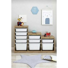Dekozum Kids 10 Sepetli Gülücüklü Oyuncak Dolabı Oyuncak Organizer Oyuncak Box Kutusu