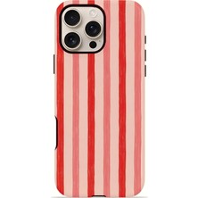 Piyasa Sepeti iPhone 16 Pro Vorian Çift Katmanlı Kılıf Coral Cream Stripe
