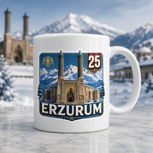 Ajans 313 25 Erzurum Temalı Baskılı Kupa Bardak – Çifte Minareli Medrese, Karlı Dağ ve Tarihi Mimari Tasarım