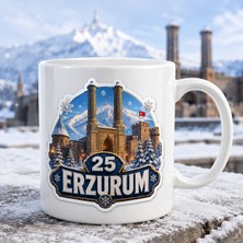 Ajans 313 25 Erzurum Temalı Baskılı Kupa Bardak – Karlı Dağ, Tarihi Yapılar ve Dadaşlar Diyarı Tasarımı