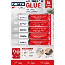 Artlantis Sıvı Yapıştırıcı 90 gr Tüp Gıpta Çok Amaçlı Kuvvetli Yapıştırıcı 5 Adet Okul Büro Yapıştırıcısı Kağıt Karton