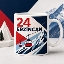 Ajans 313 24 Erzincan Temalı Baskılı Kupa Bardak – Dağ, Teleferik ve Modern Grafik Tasarım