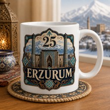 Ajans 313 25 Erzurum Temalı Baskılı Kupa Bardak – Çifte Minareli Medrese ve Geleneksel Motifli Tasarım