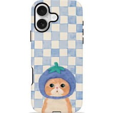 Piyasa Sepeti iPhone 16 Vorian Çift Katmanlı Kılıf Blueberry Cat Check