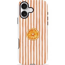 Piyasa Sepeti iPhone 16 Plus Vorian Magsafe Çift Katmanlı Korumalı Kılıf Orange Slice Stripe