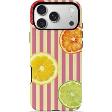 Piyasa Sepeti iPhone 17 Pro Max Vorian Magsafe Çift Katmanlı Korumalı Kılıf Citrus Fiesta Stripe