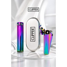 CLİPPER Clipper Metal Gökkuşağı Benzinli Çakmak Özel Metal Kutulu Premium Model