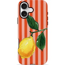 Piyasa Sepeti iPhone 16 Plus Vorian Magsafe Çift Katmanlı Korumalı Kılıf Sicilian Lemon Red Stripe