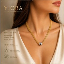 Yiora Jewelery Ithal Tasarım Lüks Çoklu Zincir Top Detaylı Ayarlanabilir Zincir Uzunluğu Çift Renkli Kolye