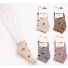 Asorti Tekli – Çiçek ve Ajur Desenli Unisex Çocuk Patik Çorap 9-10 Yaş