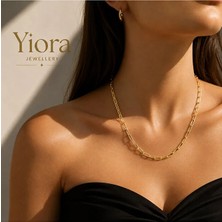 Yiora Jewelery Xuping Özel Seri 14K Kaplama Kuyumcu Işçiliğinde Altın/gold Renk Ataç Zincir Kolye - 45 + 7 cm Modern Zincir