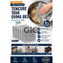 Gio Ticaret - 6'lı Tencere Tava Ovma Bezi - 20X20 cm Çizmez Naylon Telli Bulaşık Bezi - Kir ve Yağ Temizlik Bezi