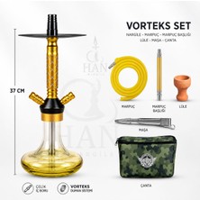Han Tobacco Vorteks Takımı 37 cm Çelik Iç Borulu Çantalı Nargile Seti