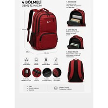 Hayal Çanta 4 Bölmeli Ergonomik Laptop Sırt Çantası – Okul, Seyahat ve Günlük Kullanım (Kırmızı)