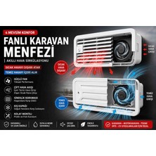 12V Çift Fanlı Kış Kapaklı Sineklikli Karavan Buzdolabı ve Akü Odası Havalandırma Menfezi " Beyaz "