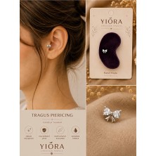 Yiora Jewellry Taşlı Kurdela Cerrahi Çelik Zirkon Taşlı Tragus Helix Kıkırdak Conch Piercing 6 mm