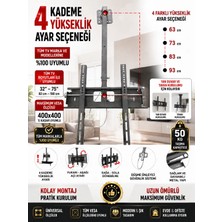 Nurer Teknoloji Strong 65" Inç - 165 Ekran Tv- Lcd-Led-Monitör Televizyon Uyumlu Hareketli Tavan Askı Aparatı