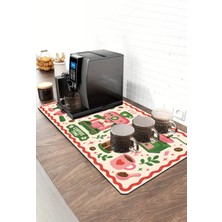 Valerine Life Barista Kahve Barı Matı 40X90CM Espresso Makinesi Çaycı Altlığı Pembe Kahve Bahçesi