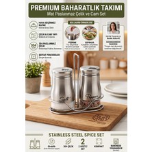 Transformacion Standlı Paslanmaz Çelik Cam Içi Baharatlık Seti 2li Lüks Metal Masa Üstü Tuzluk Karabiberlik Takımı 723494