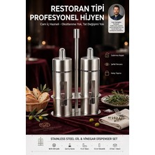 Transformacion Cam Iç Hazneli 18/10 304 Paslanmaz Çelik Yağlık Sirkelik Seti 2'li Standlı Restoran Tipi Sosluk Akıtıcı 2 Adet 723498