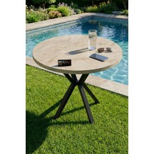 Kentex Yuvarlak Masa Traverten Ekru 90 cm
