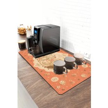 Valerine Life Barista Kahve Barı Matı 40X90CM Espresso Makinesi Çaycı Altlığı Mercan Kahve Madalyonu