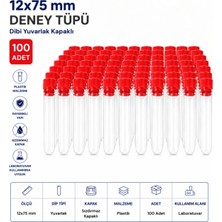 Labolist 12X75 mm Deney Tüpü Dibi Yuvarlak Kapaklı (100 Adet)