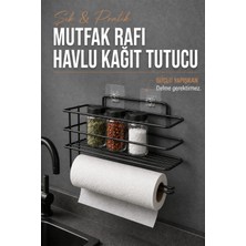 KaktüsKedi Yapışkanlı Çok Amaçlı Mutfak Rafı - Kağıt Havlu Tutucu - Baharatlık - Delme Gerektirmez Tek Parça Metal Düzenleyici