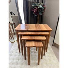 Deniss Home 4 Lü Mdf Ahşap Zigon Sehpa Ceviz