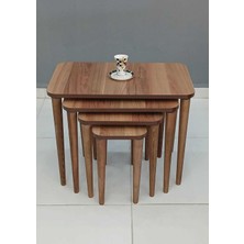Deniss Home 4 Lü Ahşap Zigon Sehpa Ceviz