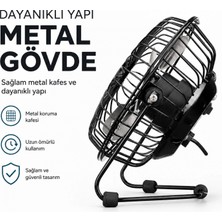 Marsilyan USB Şarjlı - Metal Gövde 14.5X7.5X15CM Mini Masaüstü Fan - Vantilatör EFN-482 (K95)