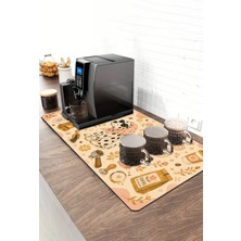 Valerine Life Barista Kahve Barı Matı 40X90CM Espresso Makinesi Çaycı Altlığı Papatyalı Dalmaçyalı