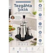 Transformacion Inox 4lü Standlı Yağlık Sirkelik Tuzluk Biberlik Seti Endüstriyel Cam Salata Sosluk Takımı Paslanmaz Çelik 723489