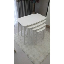 Deniss Home Dörtlü Mdf Ahşap Zigon Sehpa Bej