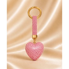 Kumru Studio Kalpli Taşlı Luxury Çanta Charmı – Pembe Kristal Bag Charm
