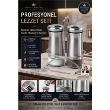 Transformacion İkili Tuzluk Biberlik Seti 13 cm 18/10  304    Paslanmaz Çelik  Standlı Cam Baharatlık 723495