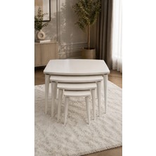 Deniss Home 4 Lü Lüx Ahsap Mdf Zigon Sehpa Bej