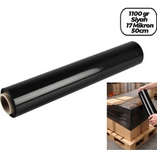 Marsilyan 6 Adet BRÜT:1100GR = Net Streç :600GR Siyah Koli - Palet Streç Film 17 Mikron 50CM (K95)