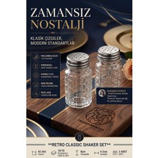 Transformacion Retro 2li Cam Tuzluk Biberlik Seti Klasik Kare Kabartmalı Baharatlık Takımı Paslanmaz Çelik Vidalı Metal Kapaklı Lokanta Tipi Set 723492
