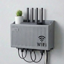 Marsilyan Duvar Tipi Wi-Fi Modem Saklama Kutusu(Gri) – Kablo Düzenleyici Router Raf Organizer (K95)