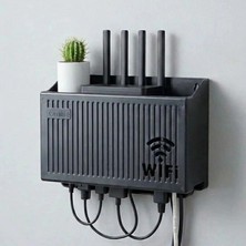Marsilyan Duvar Tipi Wi-Fi Modem Saklama Kutusu(Siyah) – Kablo Düzenleyici Router Raf Organizer (K95)