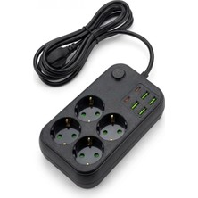 Marsilyan Çoklu Priz Uzatma Kablosu 4 Soket + 4 USB + 2 Type-C – Termal Akım Korumalı, Isıya Dayanıklı, Çocuk Korumalı Güvenli Priz 100-250V (K95)