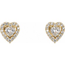 Emiliano Jewellery Zirkon Taşlı Altın Kaplamalı Kalp Gümüş Küpe