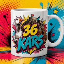 Ajans 313 36 Kars Temalı Baskılı Kupa Bardak – Kaz ve Kale Pop Art Tasarımı