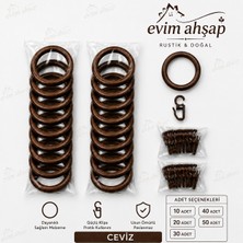 Evim Ahşap Rustik Perde Halkası ve Klips Seti – Korniş Uyumlu Perde Halkaları – Dayanıklı ve Paslanmaz – 10/20/30/40/50 Adet – Renk Seçenekleri Ceviz-Meşe-Siyah-Beyaz-Krem-Gümüş-Antrasit